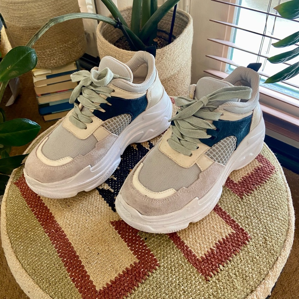 Wittner Cream and Blue Platform Sneakers
